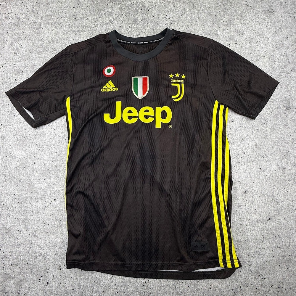 Adidas Parley Juventus 2018-2019 Third Football Jersey Black Green #7 Men Medium